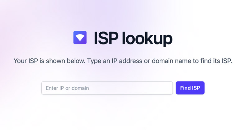 Screenshot of ISP lookup showing the ISP of an IP address